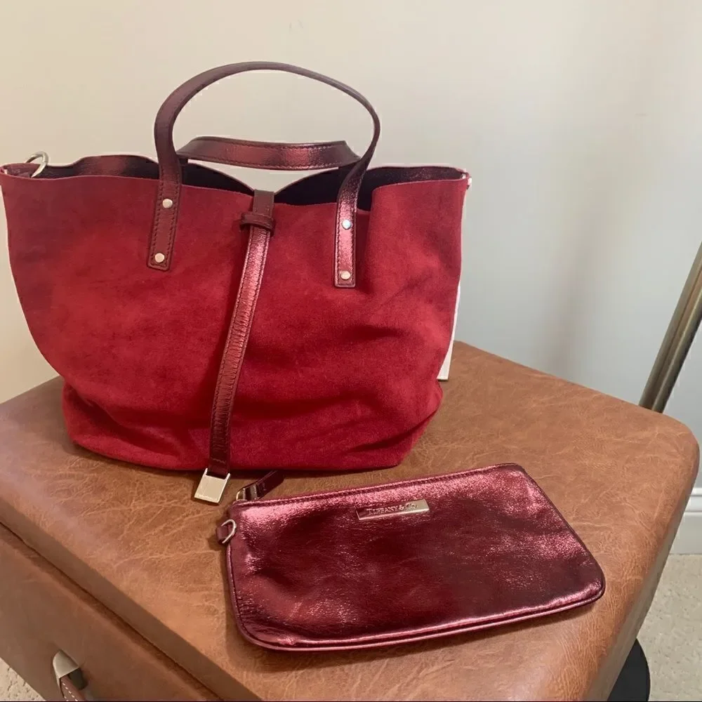 Tiffany & Co. Reversible Burgundy Suede/Leather